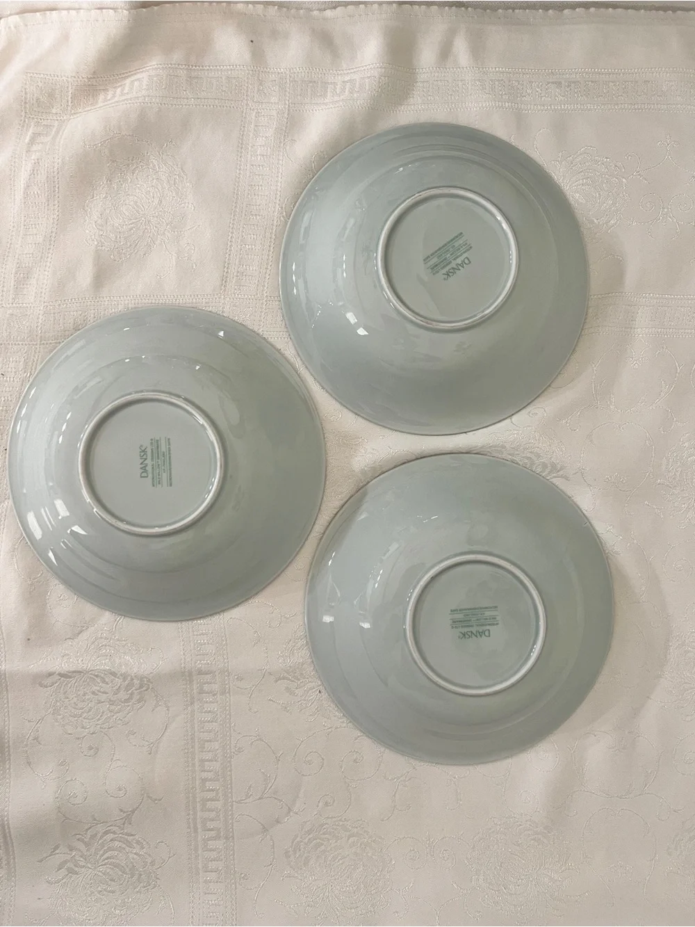 Dansk Wild Willow Celadon Green Pasta/Soup Bowls set of 3